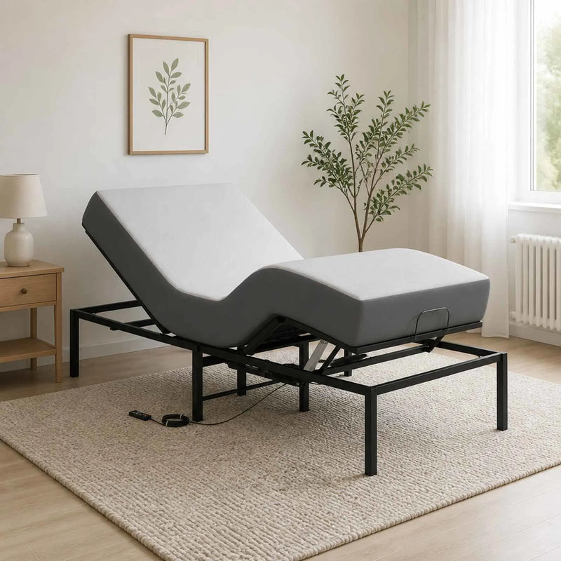 Electric Adjustable Bed Frame Black 90 x 190 x 48 cm Steel