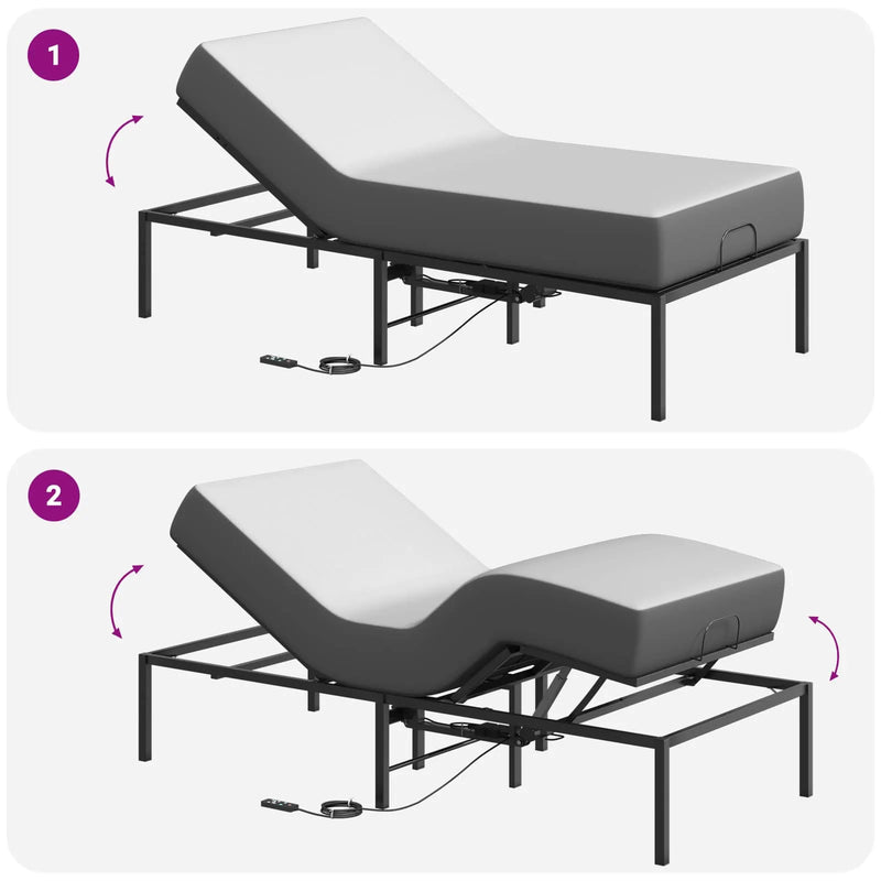 Electric Adjustable Bed Frame Black 90 x 190 x 48 cm Steel