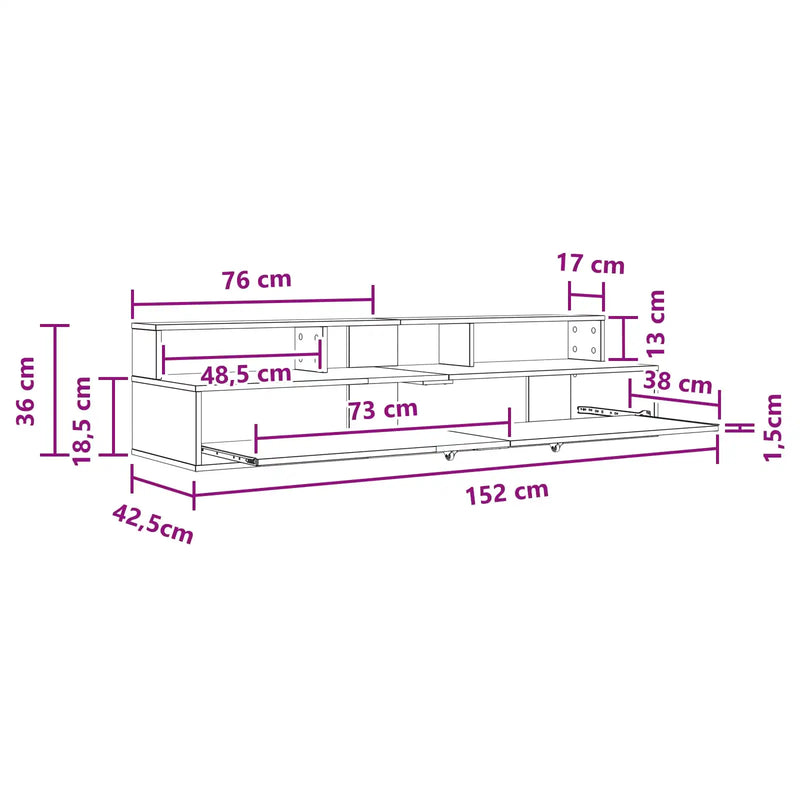 Studio Desk White 152 x 42.5 x 36 cm Engineered Wood