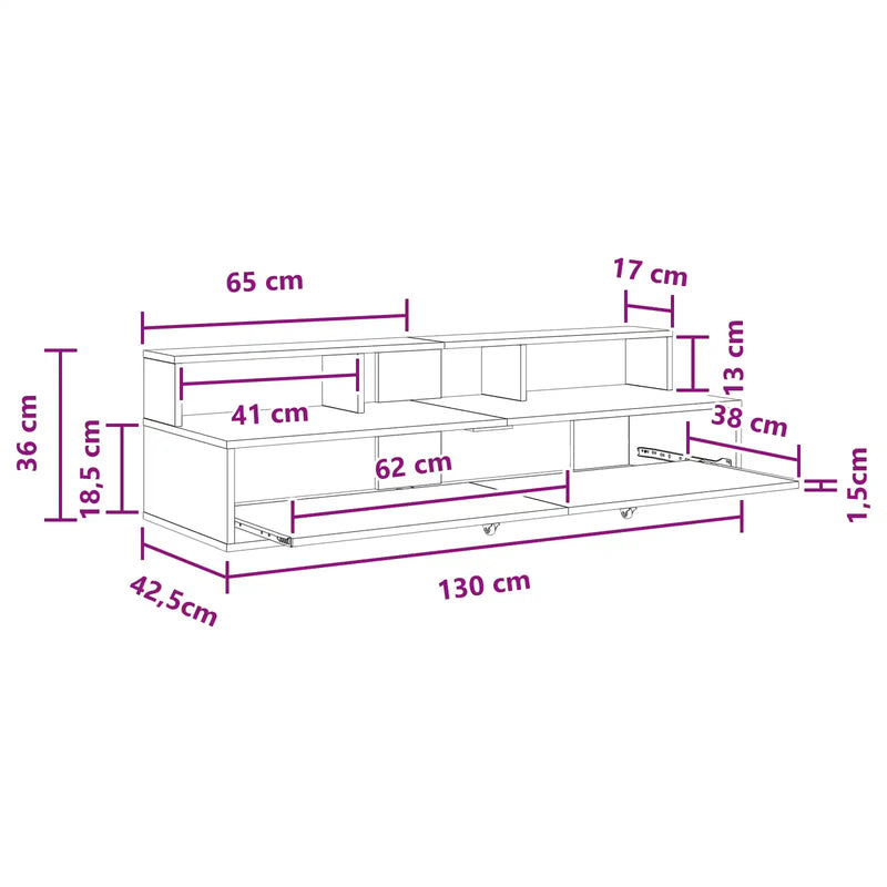 Studio Desk White 130 x 42.5 x 36 cm Engineered Wood