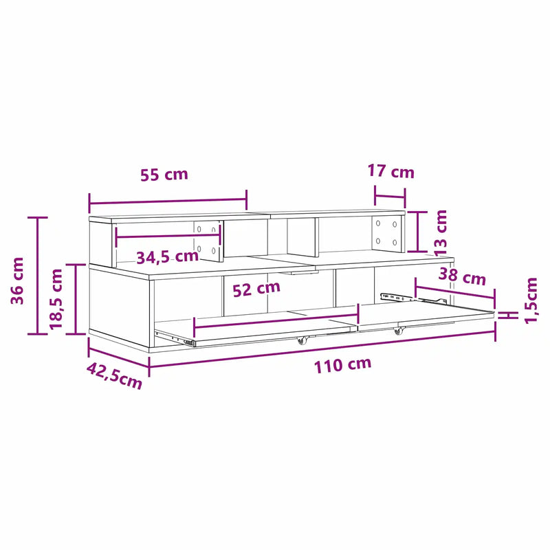 Studio Desk White 110 x 42.5 x 36 cm Engineered Wood