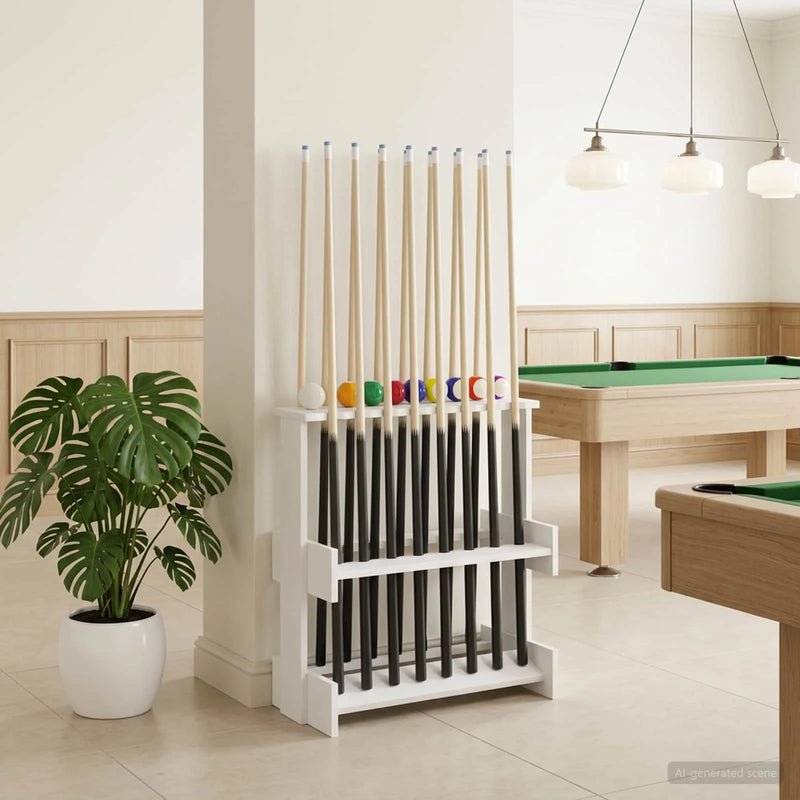 Billiard Cue Stand Engineered Wood 60 x 35 x 60 cm White
