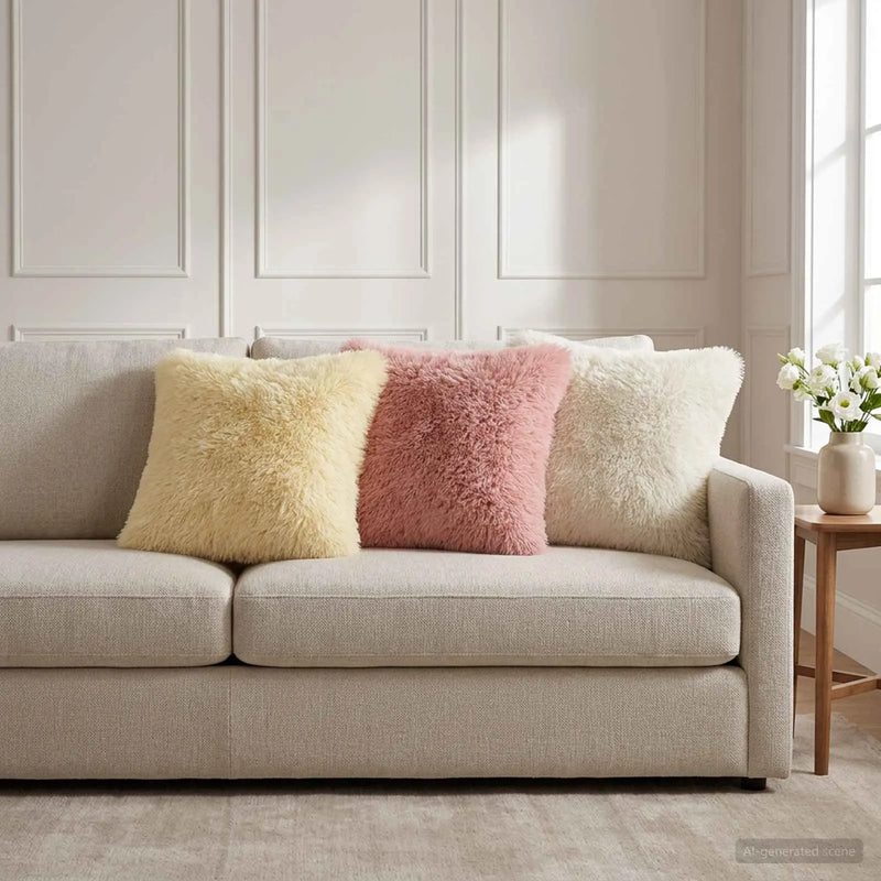 Cushion Cover 2 pcs HEERLEN Cream 40 x 40 cm PV Fleece