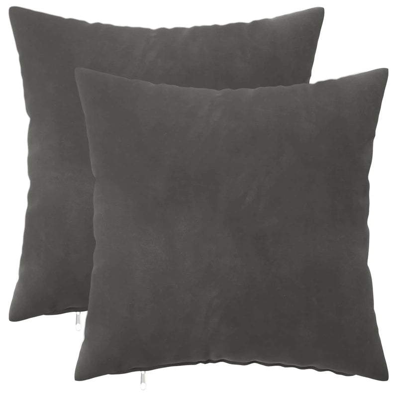 Cushion Cover 2 pcs HEERLEN Dark Grey 40 x 40 cm Velvet