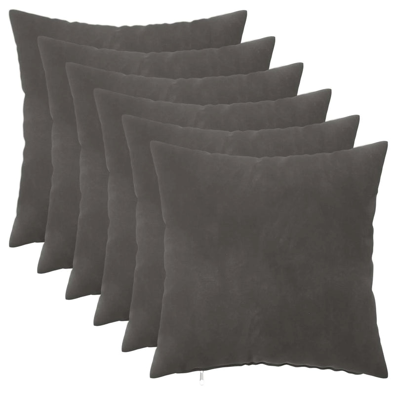 Cushion Cover 6 pcs HEERLEN Dark Grey 40 x 40 cm Velvet