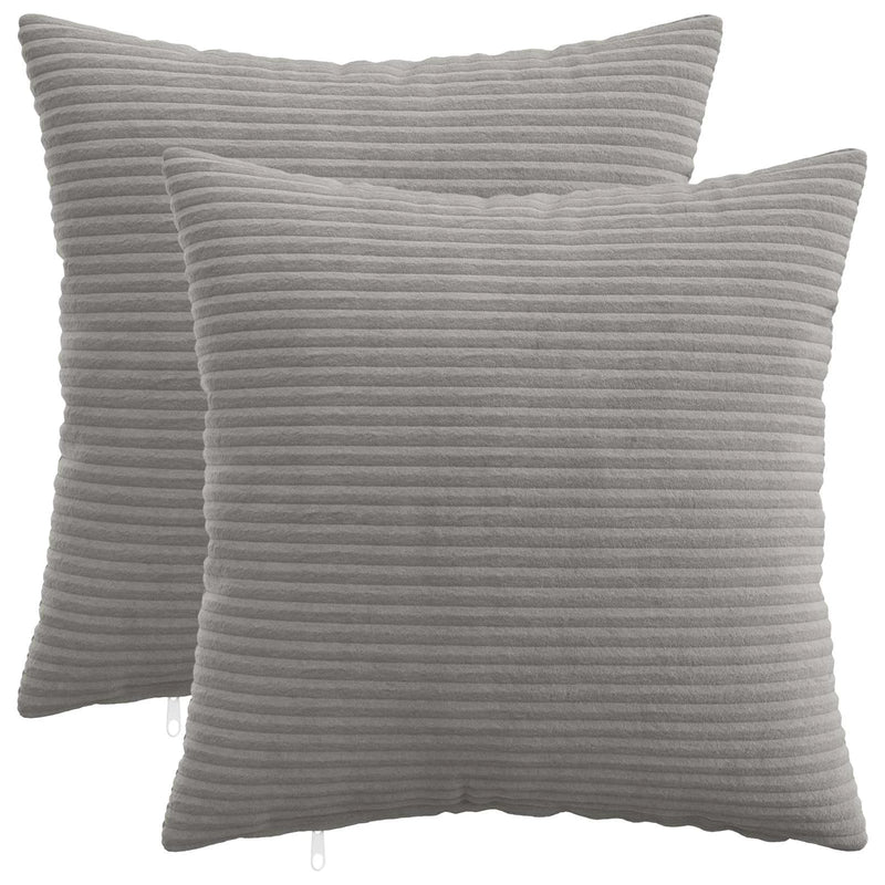 Cushion Cover 2 pcs HEERLEN Light Grey 40 x 40 cm Corduroy