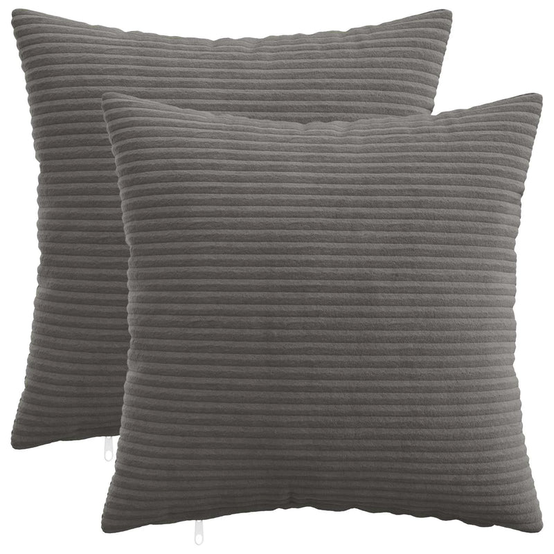 Cushion Cover 2 pcs HEERLEN Dark Grey 40 x 40 cm Corduroy