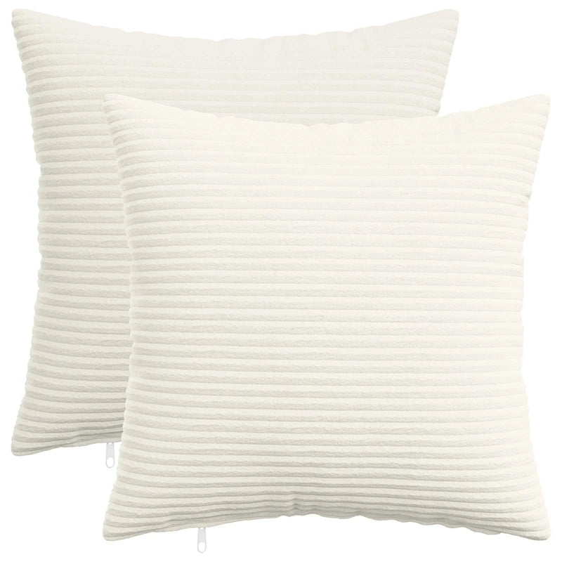 Cushion Cover 2 pcs HEERLEN Cream 40 x 40 cm Corduroy