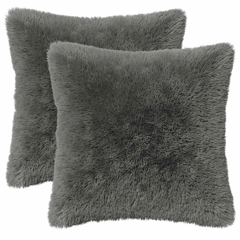 Cushion Cover 2 pcs HEERLEN Light Grey 40 x 40 cm PV Fleece