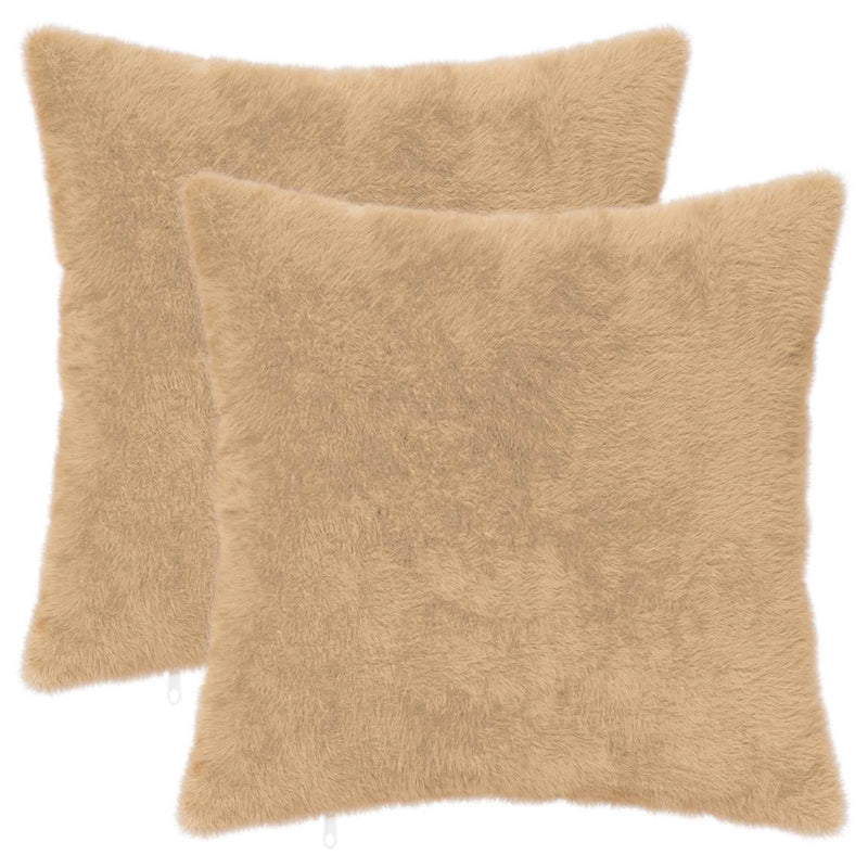 Cushion Cover 2 pcs HEERLEN Cream 40 x 40 cm Faux Rabbit Fur
