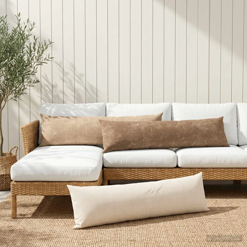 Cushion HEERLEN Cream 40 x 145 cm Chenille Fabric