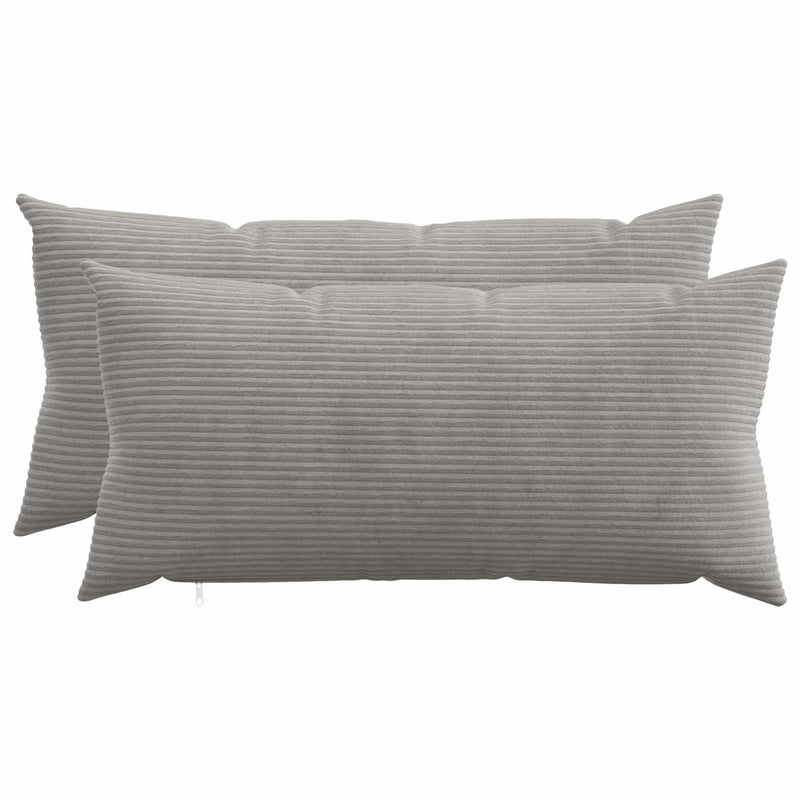 Cushion Cover 2 pcs HEERLEN Light Grey 40 x 80 cm Corduroy