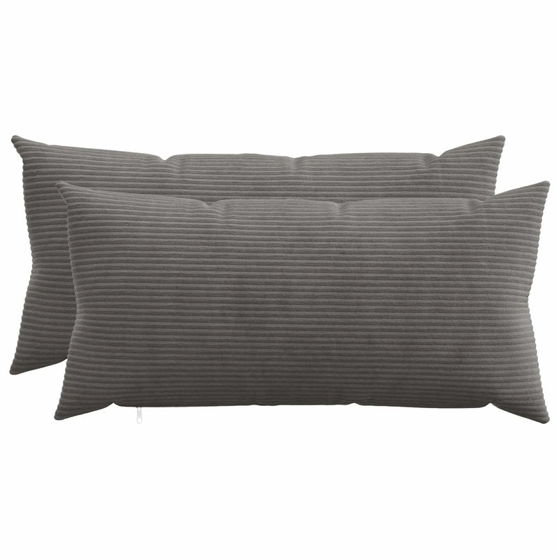 Cushion Cover 2 pcs HEERLEN Dark Grey 40 x 80 cm Corduroy