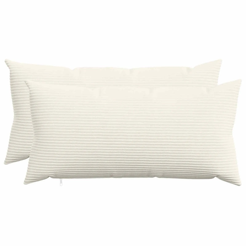 Cushion Cover 2 pcs HEERLEN Cream 40 x 80 cm Corduroy