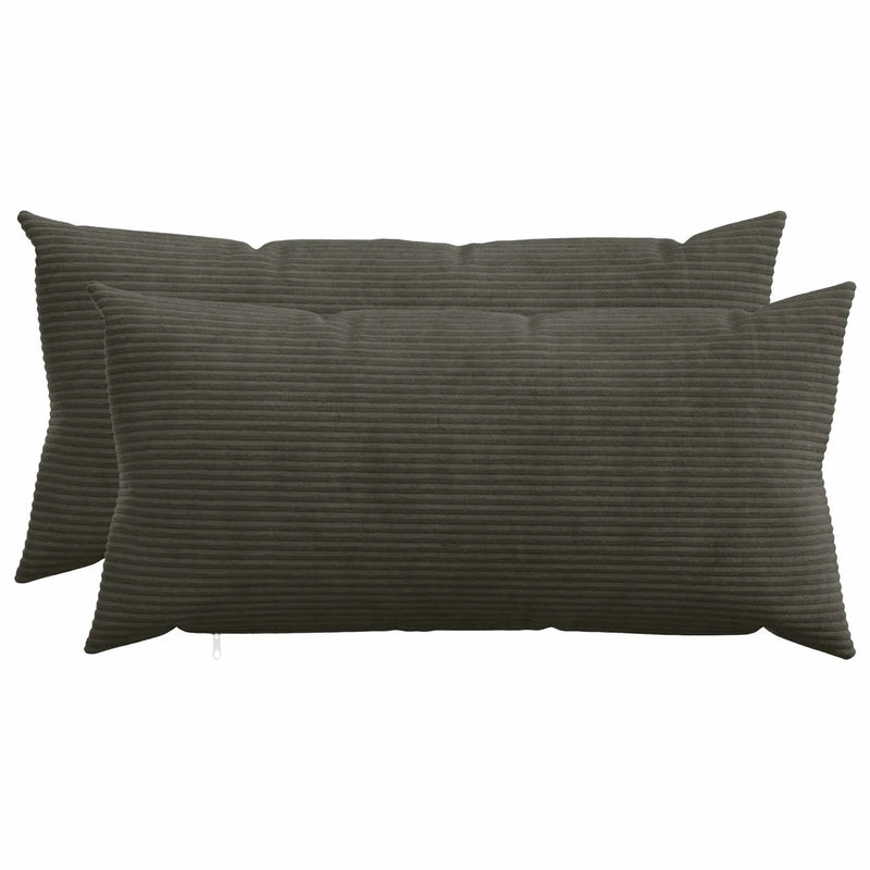 Cushion Cover 2 pcs HEERLEN Anthracite 40 x 80 cm Corduroy