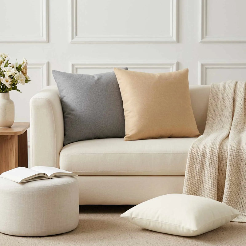 Throw Pillow 6 pcs HEERLEN White 50 x 50 cm Fabric