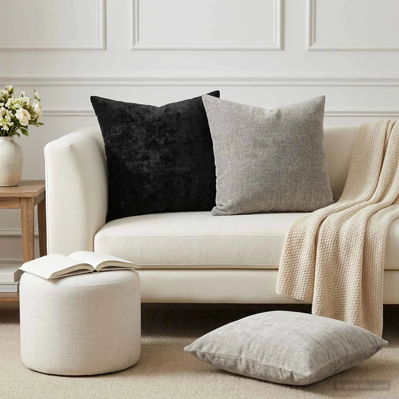 Cushion 2 pcs HEERLEN Anthracite 45 x 45 cm Chenille Fabric
