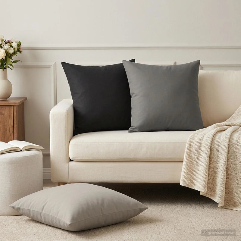 Cushion with Pillow HEERLEN 6 pcs Black Polyester
