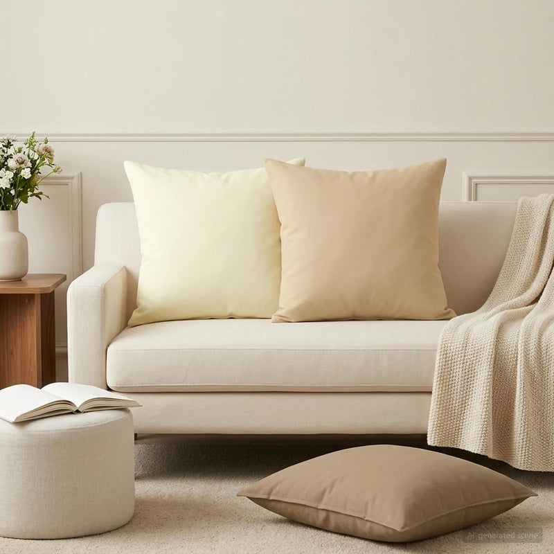 Cushion with Pillow HEERLEN 2 pcs Beige Polyester