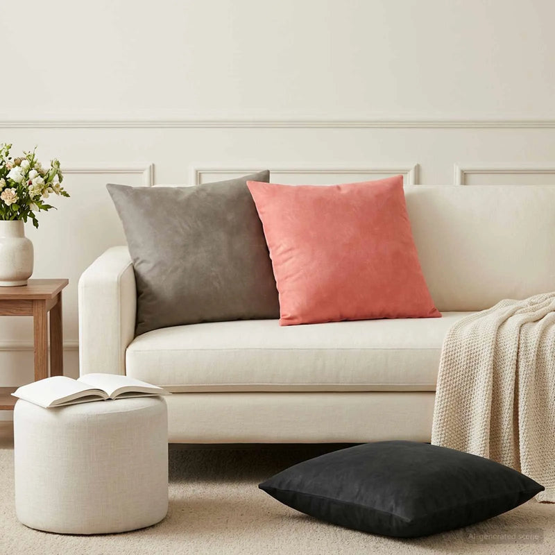 Cushion with Pillow HEERLEN 2 pcs Dark Grey Velvet