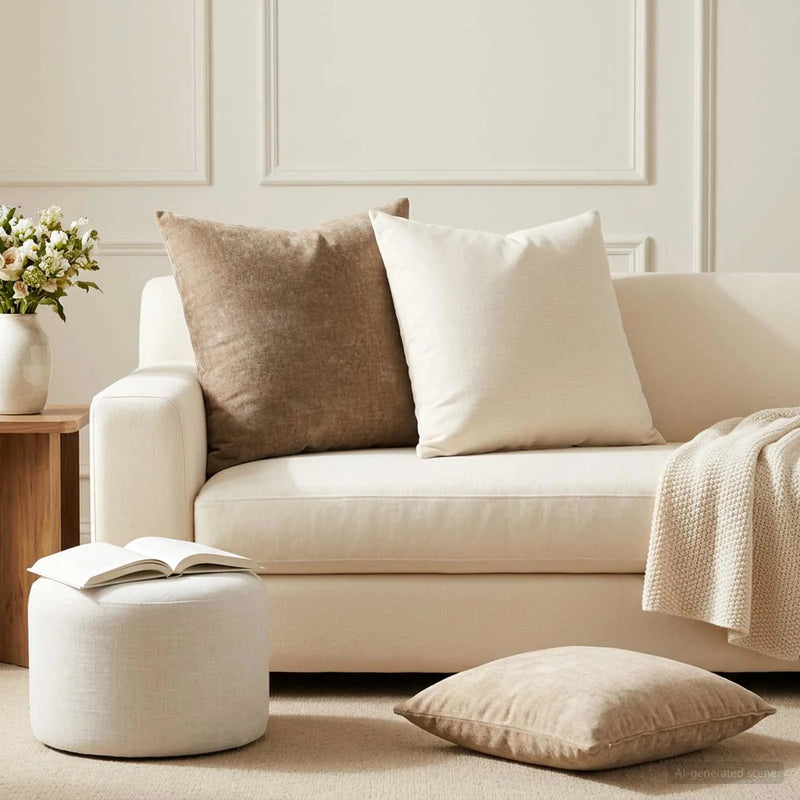 Cushion 2 pcs HEERLEN Brown 55 x 55 cm Chenille Fabric