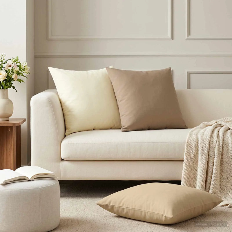 Cushion with Pillow HEERLEN 2 pcs Beige Polyester