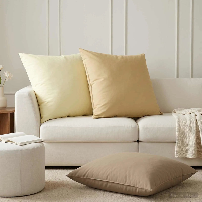 Cushion Cover 2 pcs HEERLEN Beige 80 x 80 cm Polyester