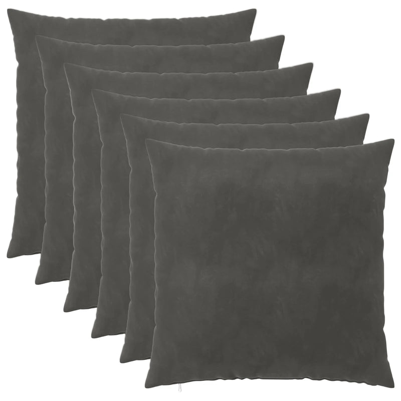 Cushion Cover 6 pcs HEERLEN Dark Grey 80 x 80 cm Velvet
