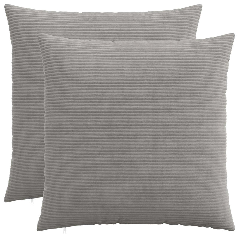 Cushion Cover 2 pcs HEERLEN Light Grey 80 x 80 cm Corduroy