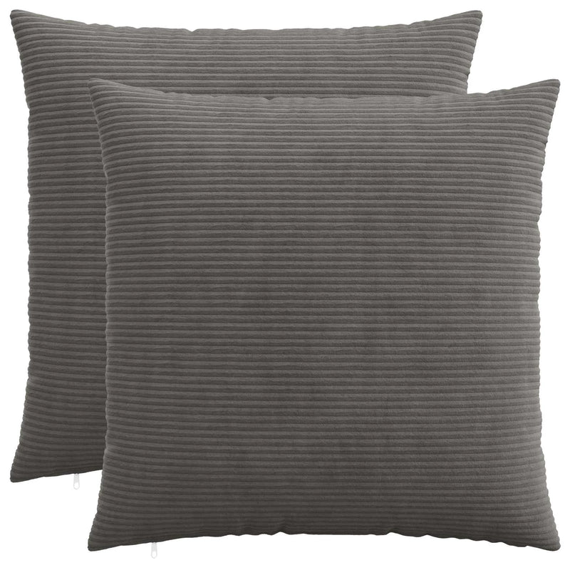 Cushion Cover 2 pcs HEERLEN Dark Grey 80 x 80 cm Corduroy