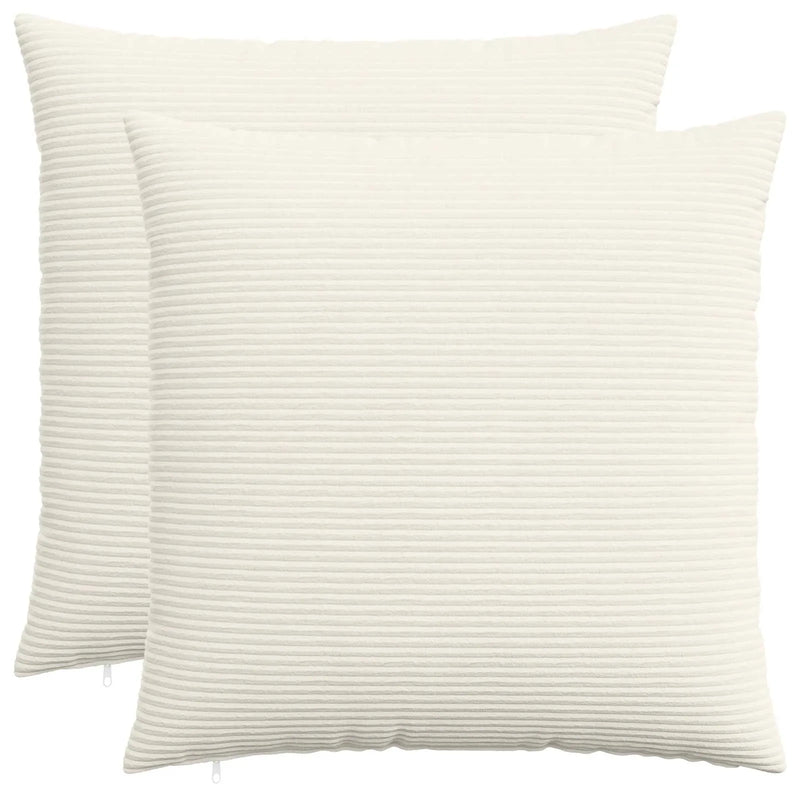 Cushion Cover 2 pcs HEERLEN Cream 80 x 80 cm Corduroy