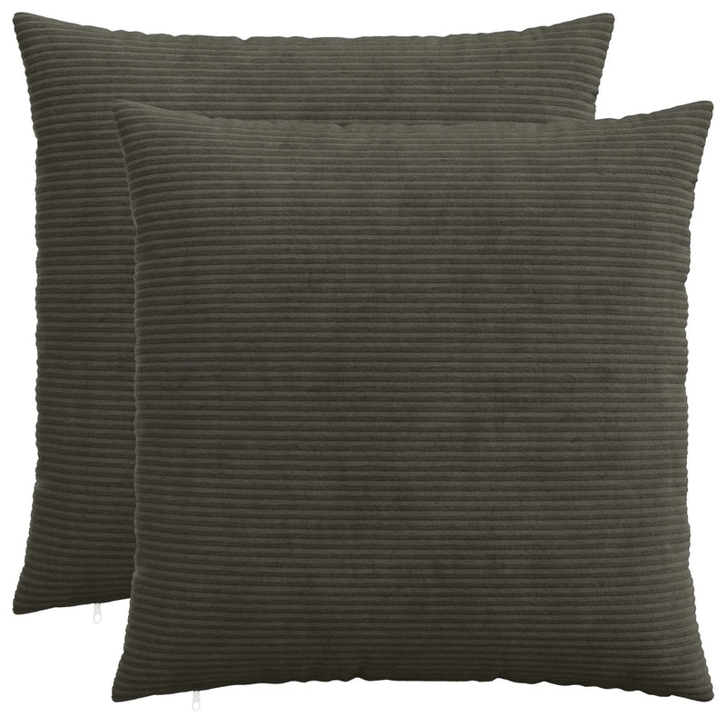 Cushion Cover 2 pcs HEERLEN Anthracite 80 x 80 cm Corduroy
