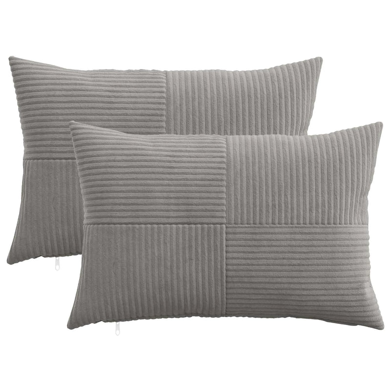 Cushion Cover 2 pcs ALMELO Light Grey 30 x 50 cm Corduroy