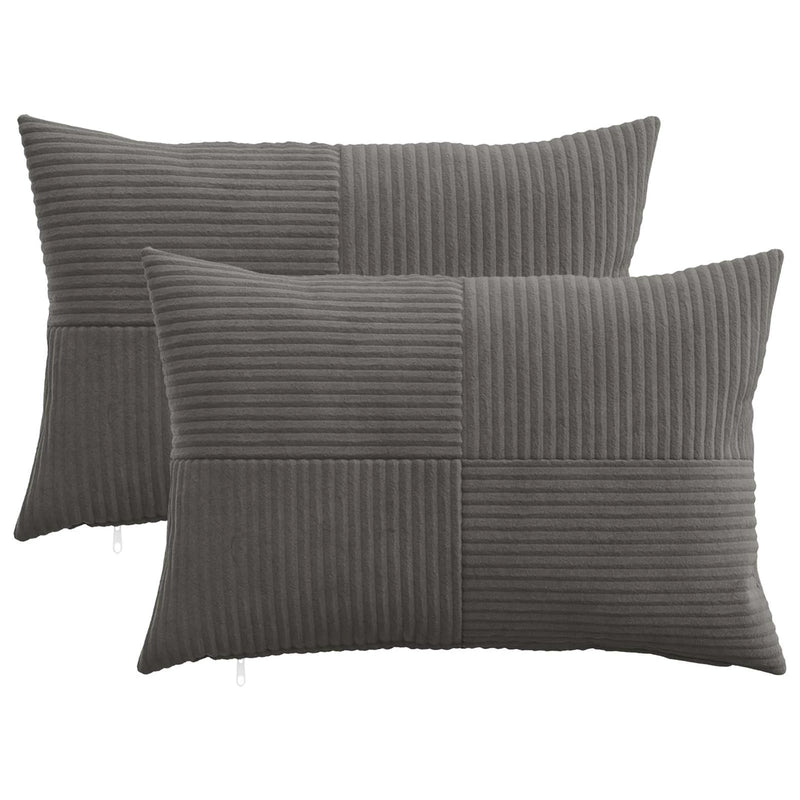 Cushion Cover 2 pcs ALMELO Dark Grey 30 x 50 cm Corduroy