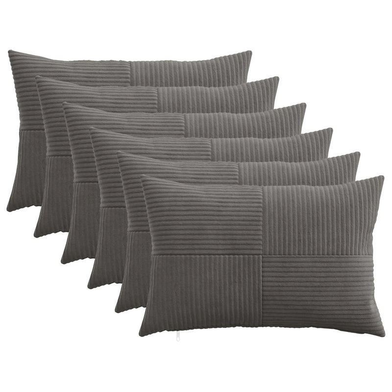 Cushion Cover 6 pcs ALMELO Dark Grey 30 x 50 cm Corduroy