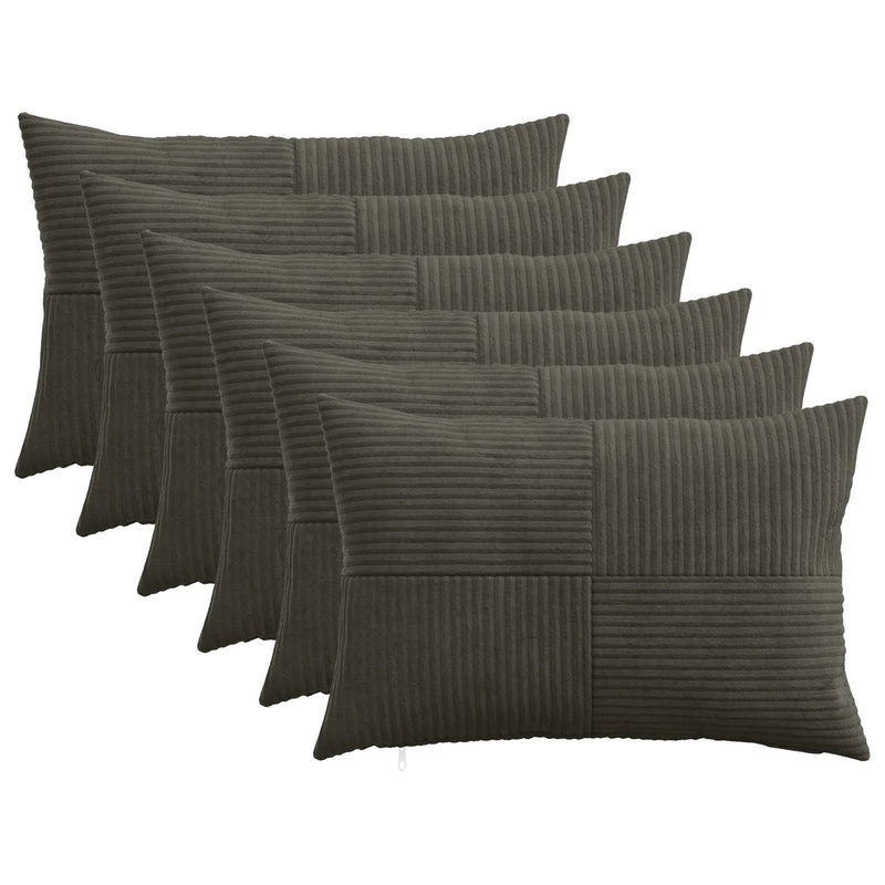 Cushion Cover 6 pcs ALMELO Anthracite 30 x 50 cm Corduroy