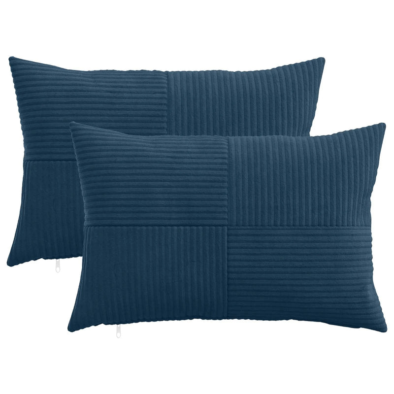 Cushion Cover 2 pcs ALMELO Navy Blue 30 x 50 cm Corduroy