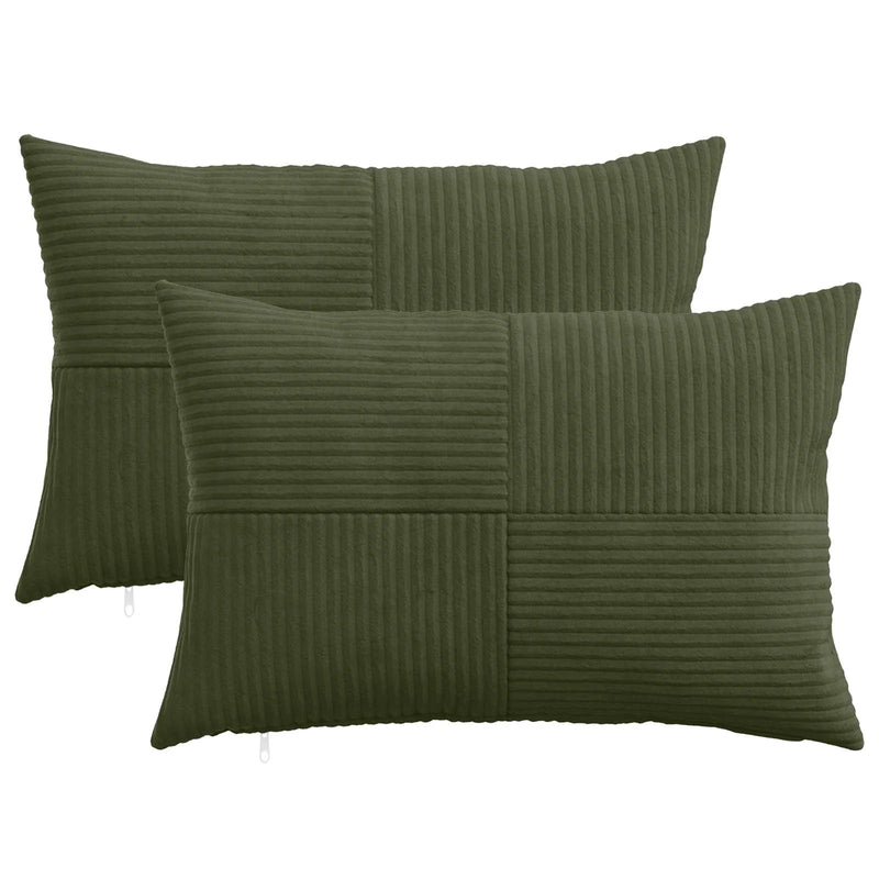 Cushion Cover 2 pcs ALMELO Green 30 x 50 cm Corduroy