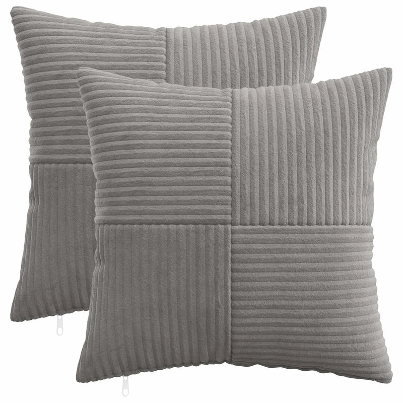 Cushion Cover 2 pcs ALMELO Light Grey 40 x 40 cm Corduroy