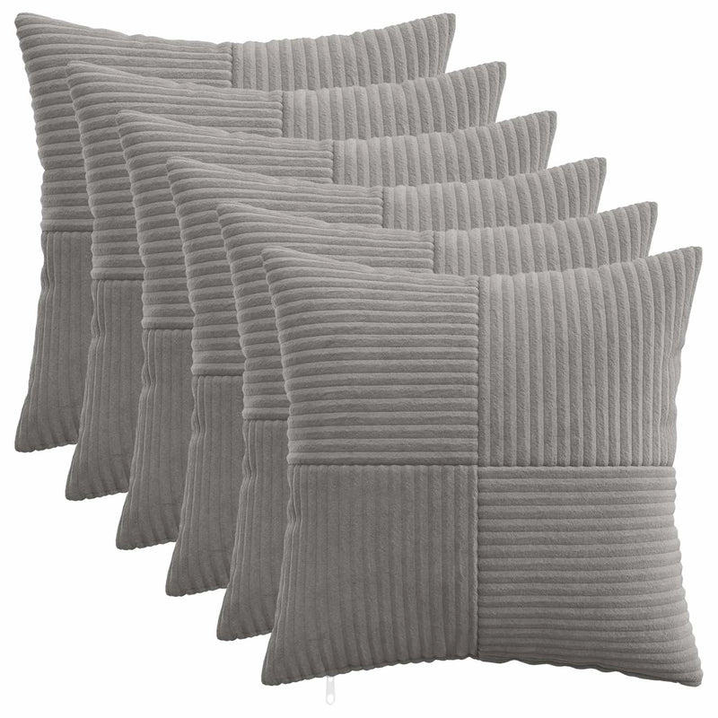 Cushion Cover 6 pcs ALMELO Light Grey 40 x 40 cm Corduroy