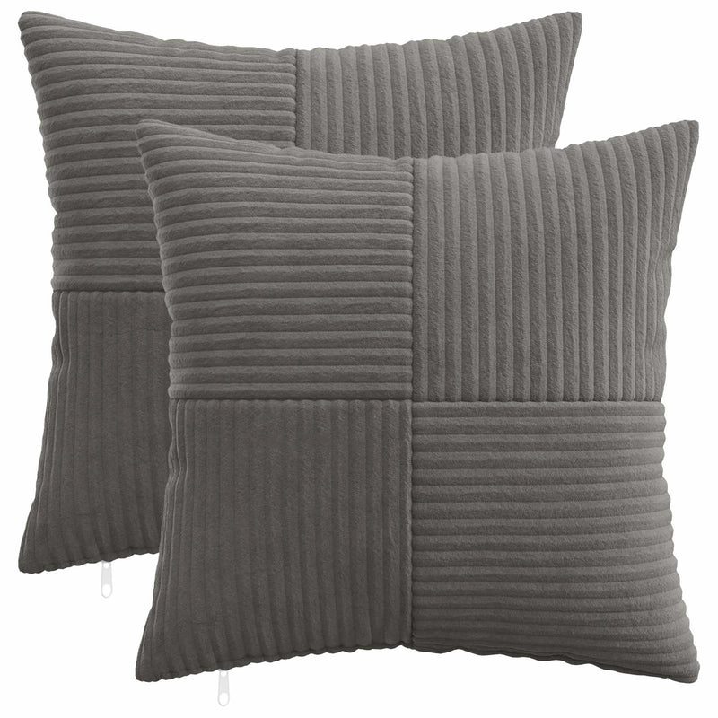 Cushion Cover 2 pcs ALMELO Dark Grey 40 x 40 cm Corduroy
