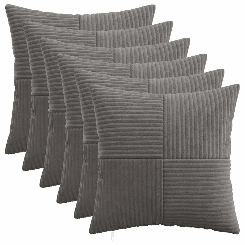 Cushion Cover 6 pcs ALMELO Dark Grey 40 x 40 cm Corduroy