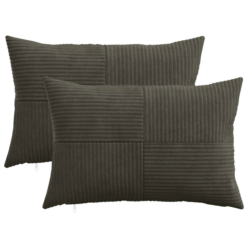 Cushion Cover 2 pcs ALMELO Anthracite 40 x 60 cm Corduroy