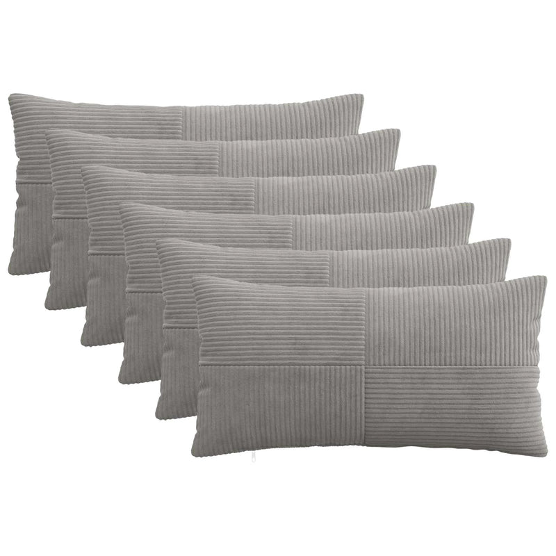 Cushion Cover 6 pcs ALMELO Light Grey 40 x 80 cm Corduroy