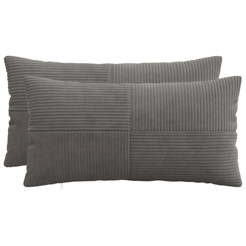Cushion Cover 2 pcs ALMELO Dark Grey 40 x 80 cm Corduroy