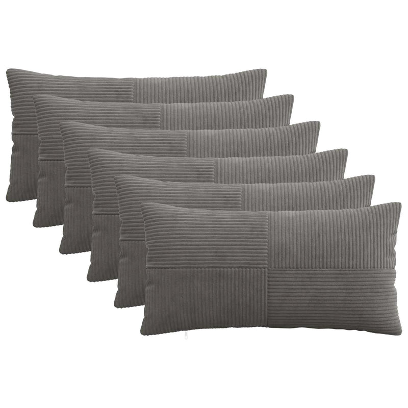 Cushion Cover 6 pcs ALMELO Dark Grey 40 x 80 cm Corduroy