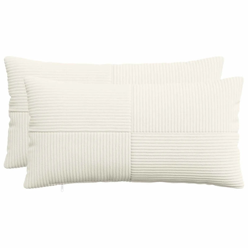Cushion Cover 2 pcs ALMELO Cream 40 x 80 cm Corduroy