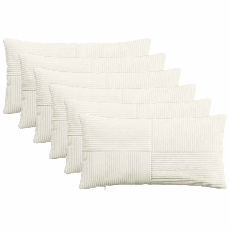 Cushion Cover 6 pcs ALMELO Cream 40 x 80 cm Corduroy