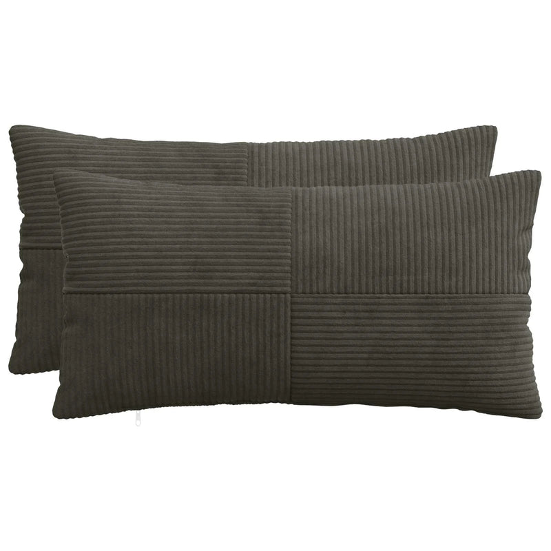 Cushion Cover 2 pcs ALMELO Anthracite 40 x 80 cm Corduroy