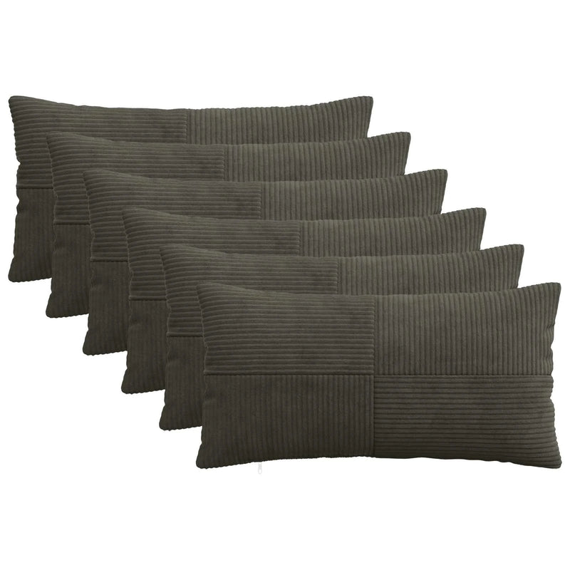 Cushion Cover 6 pcs ALMELO Anthracite 40 x 80 cm Corduroy
